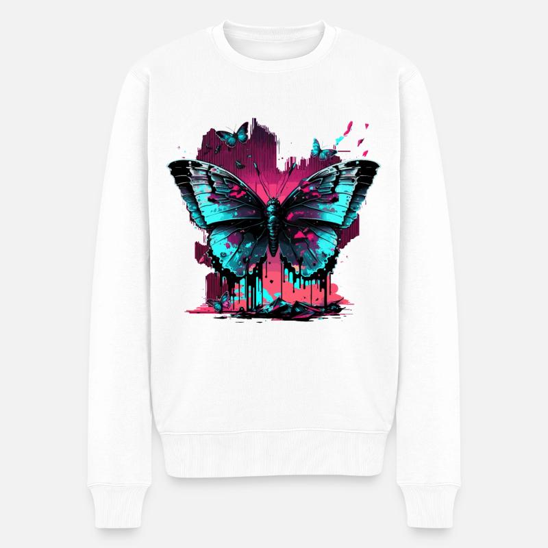 Big Butterfly Vaporwave - Pull Premium bio Homme - blanc