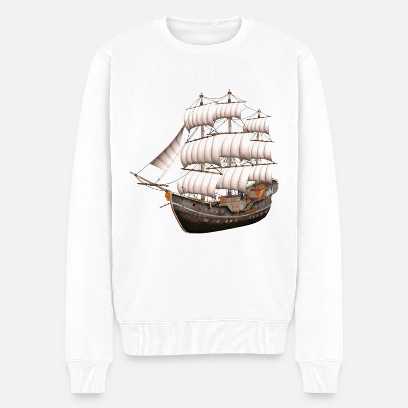 Ship - Männer Premium Bio Pullover - Weiß