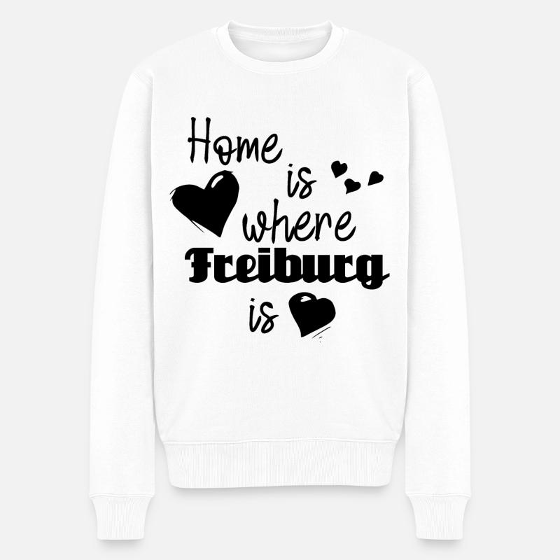 Zuhause in Freiburg - Home is where Freiburg is - Männer Premium Bio Pullover - Weiß