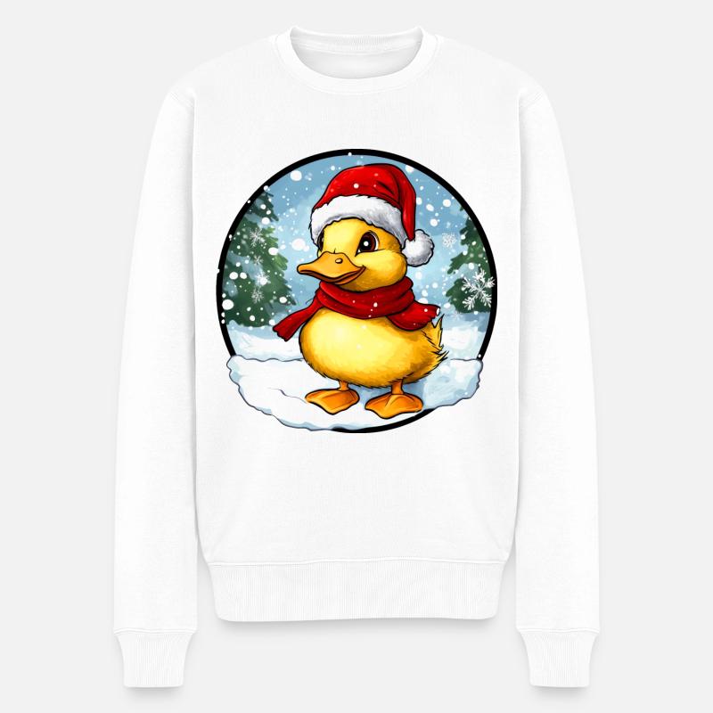 Entchen Weihnachten - Männer Premium Bio Pullover - Weiß
