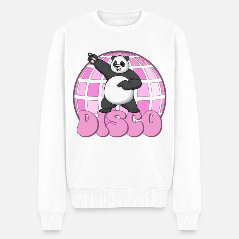 Panda Bär Tanzen Disco Party 70er Jahre Discokugel - Männer Premium Bio Pullover - Weiß