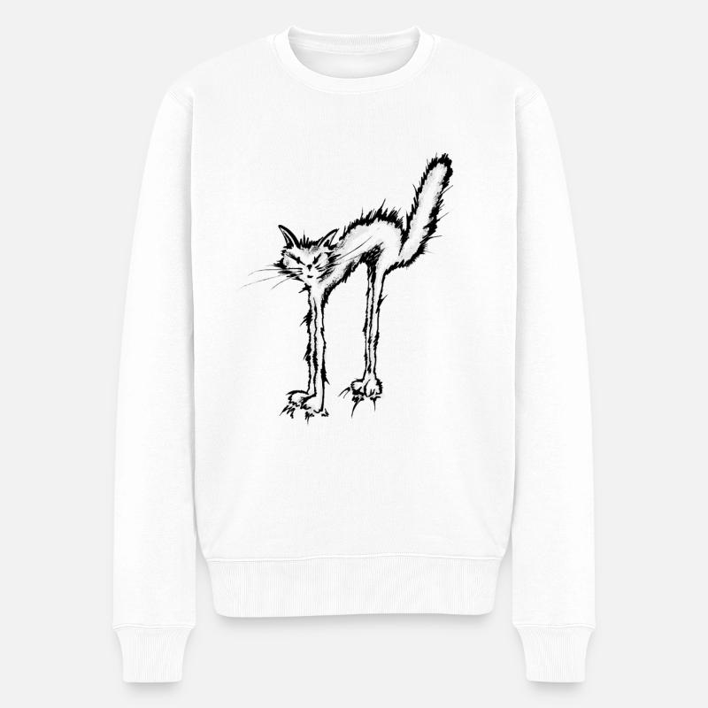 Wildkatze - Männer Premium Bio Pullover - Weiß