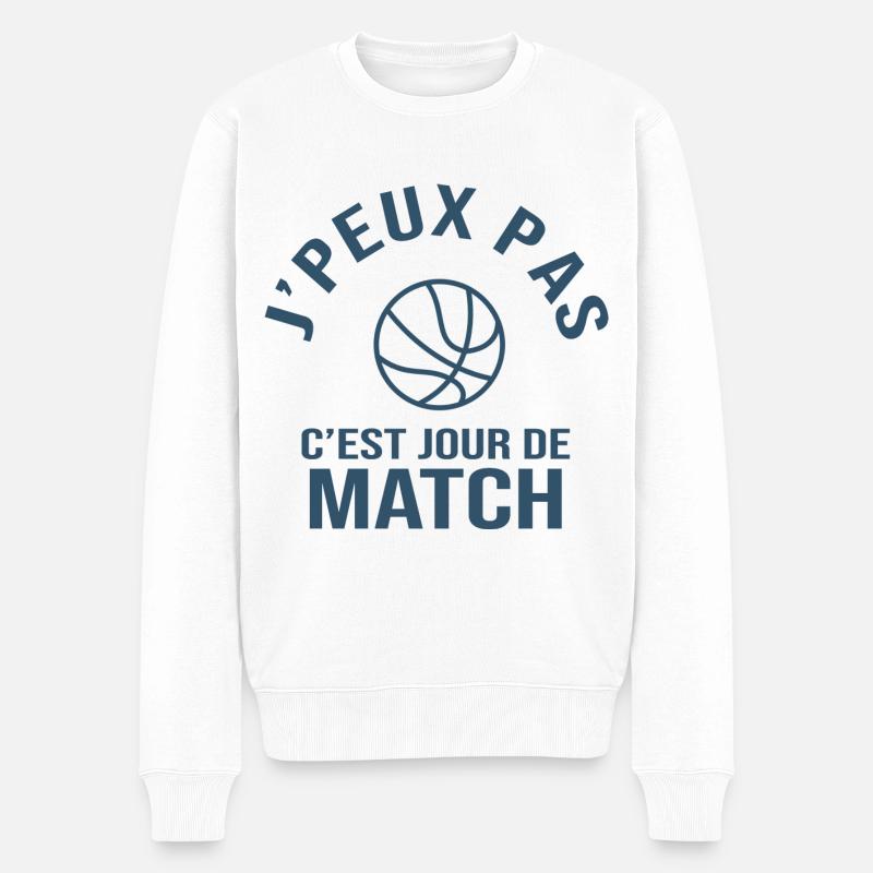 basketball je peux pas c est match de basket - Pull Premium bio Homme - blanc