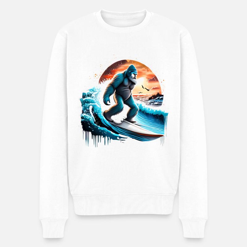 Big Foot Surfen - Männer Premium Bio Pullover - Weiß