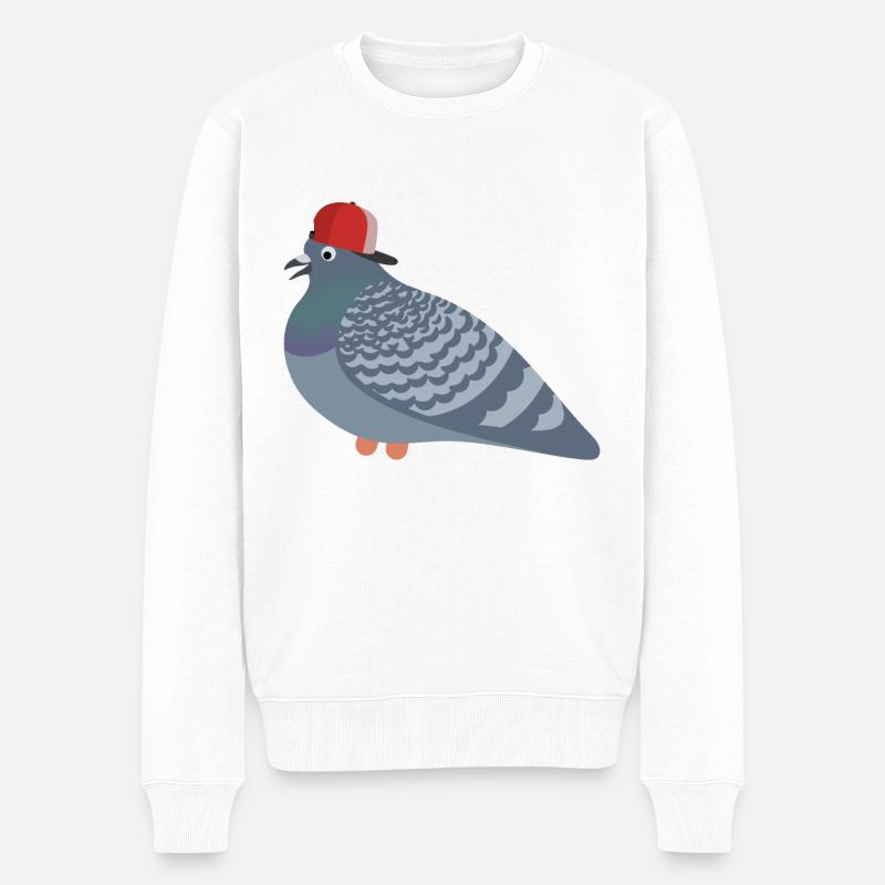 Cool Pigeon Friend - Männer Premium Bio Pullover - Weiß