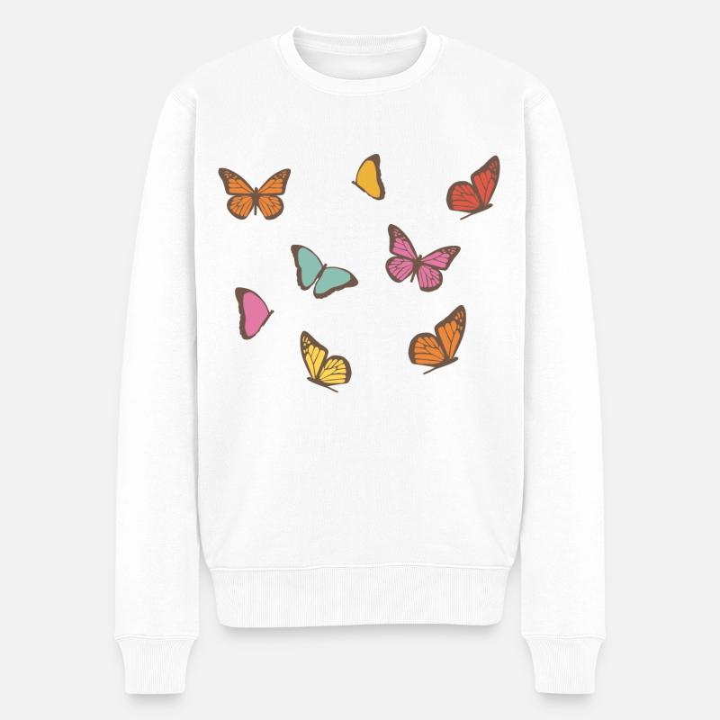 Schmetterling - Männer Premium Bio Pullover - Weiß