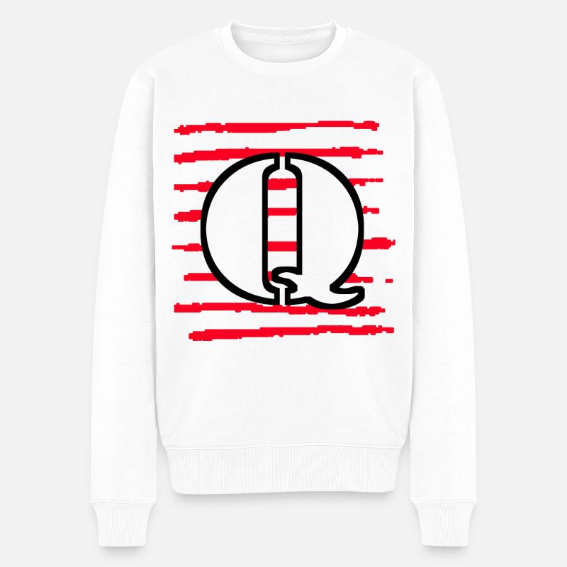 noir blanc rouge rayures q - Pull Premium bio Homme - blanc