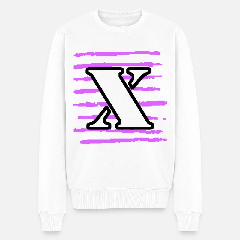 noir blanc violet rayé x - Pull Premium bio Homme - blanc