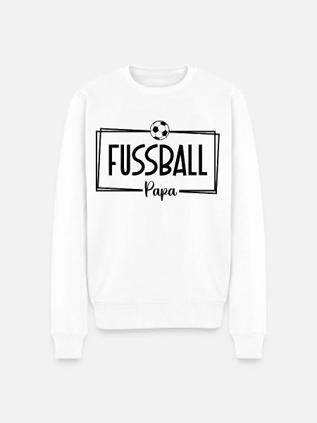Fussball Papa schwarz - Männer Premium Bio Pullover - Weiß