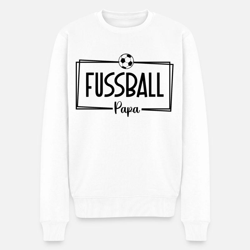 Fussball Papa schwarz - Männer Premium Bio Pullover - Weiß