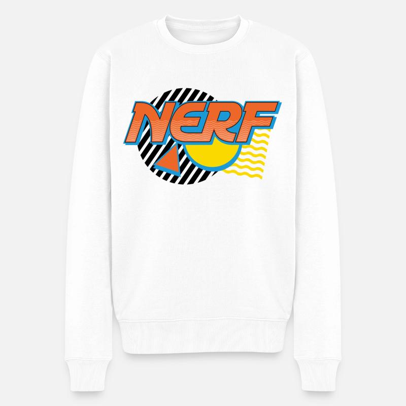Nerf Retro 90'er-logo - Økologisk premium-sweatshirt til mænd - hvid
