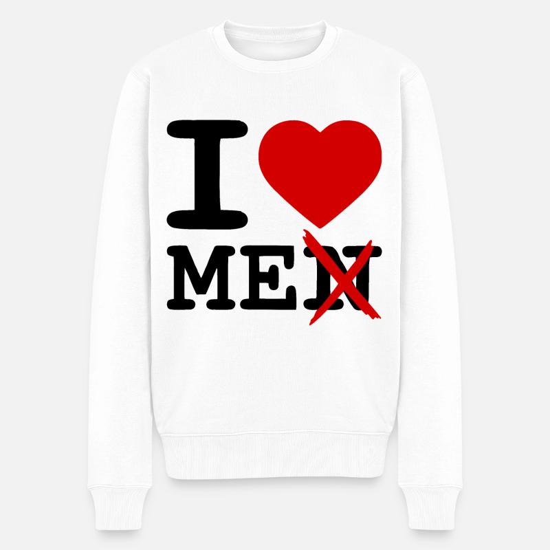 I love me - Männer Premium Bio Pullover - Weiß