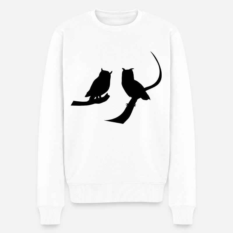 Eule Uhu Kautz - Männer Premium Bio Pullover - Weiß