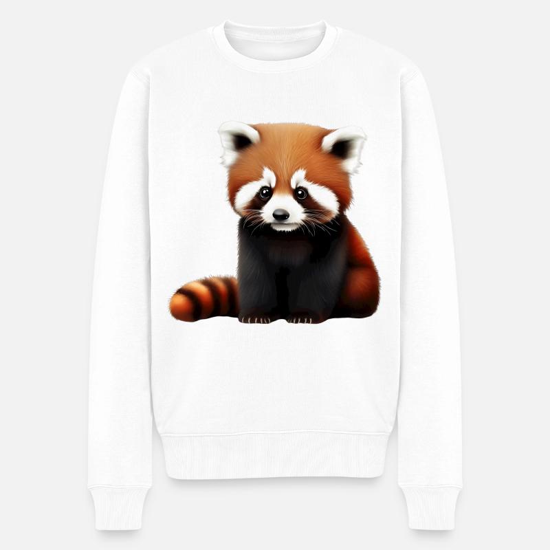 Lustiger roter Panda - Männer Premium Bio Pullover - Weiß