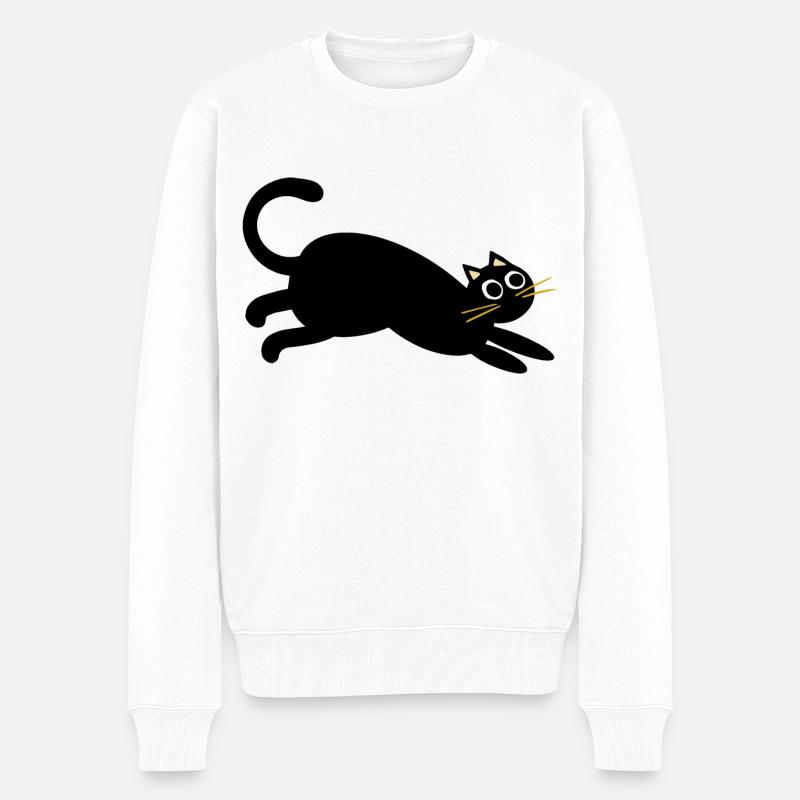chat courant noir - Pull Premium bio Homme - blanc
