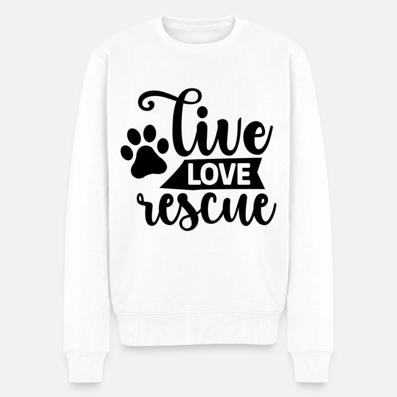 Live Love Rescue - Männer Premium Bio Pullover - Weiß
