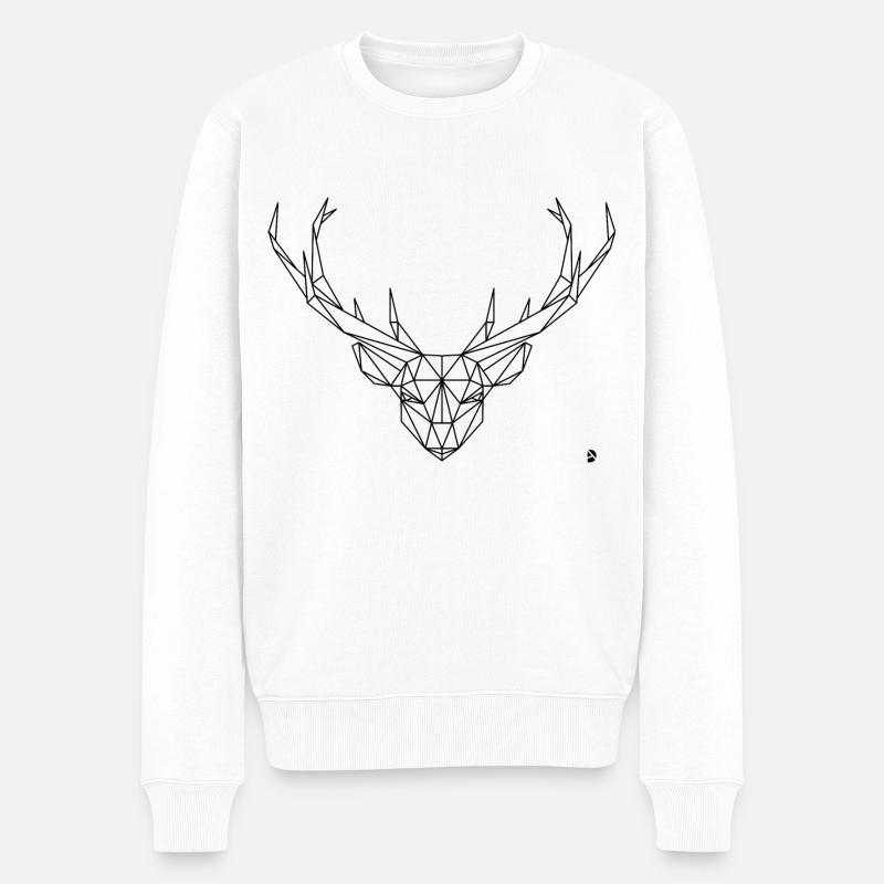 AD Geometric Deer - Pull Premium bio Homme - blanc