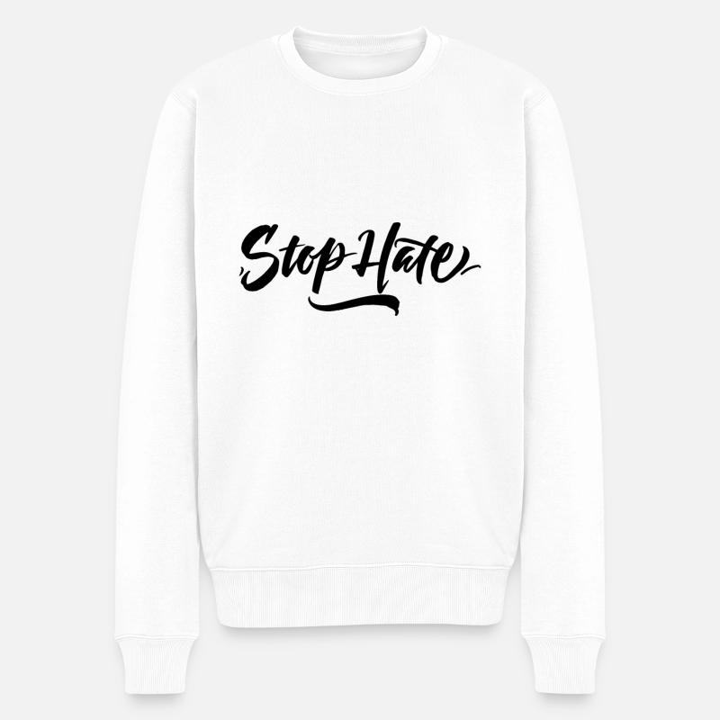 Arrêtez la haine - Pull Premium bio Homme - blanc