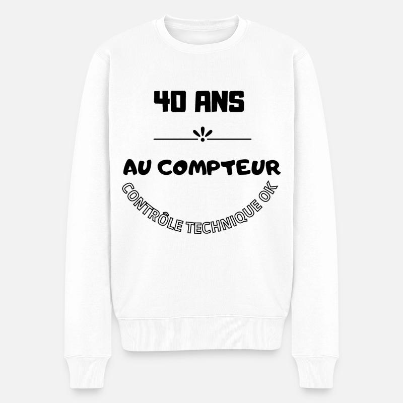 40 ans au compteur contrôle technique ok - Pull Premium bio Homme - blanc