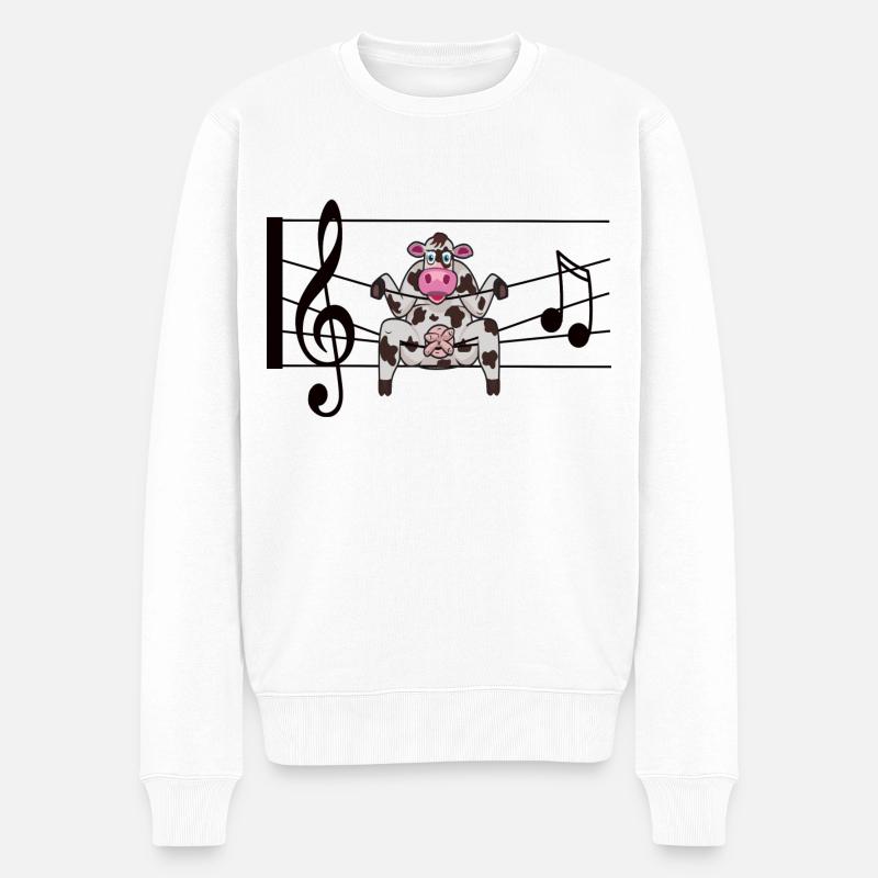 Musik Liebe Kuh im Glück in Noten - Männer Premium Bio Pullover - Weiß