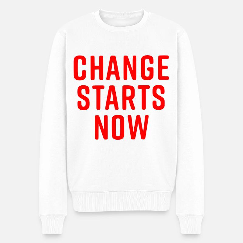 Change starts now - Pull Premium bio Homme - blanc