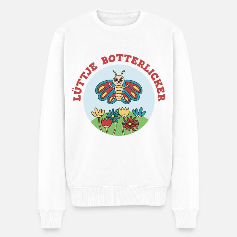 Lüttje Botterlicker kleiner Schmetterling - Männer Premium Bio Pullover - Weiß