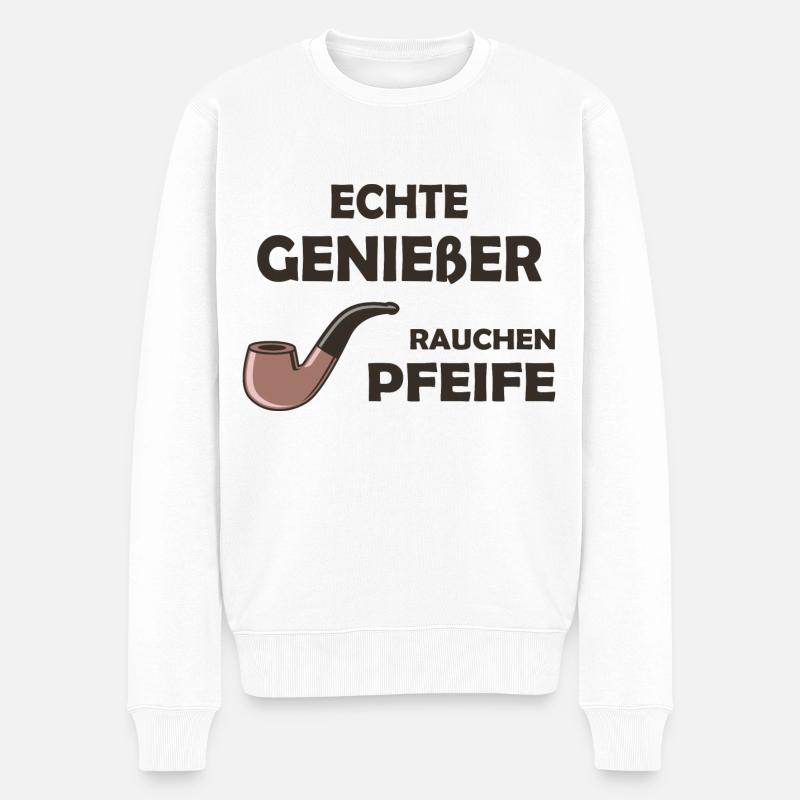 Pfeife Spruch - Männer Premium Bio Pullover - Weiß