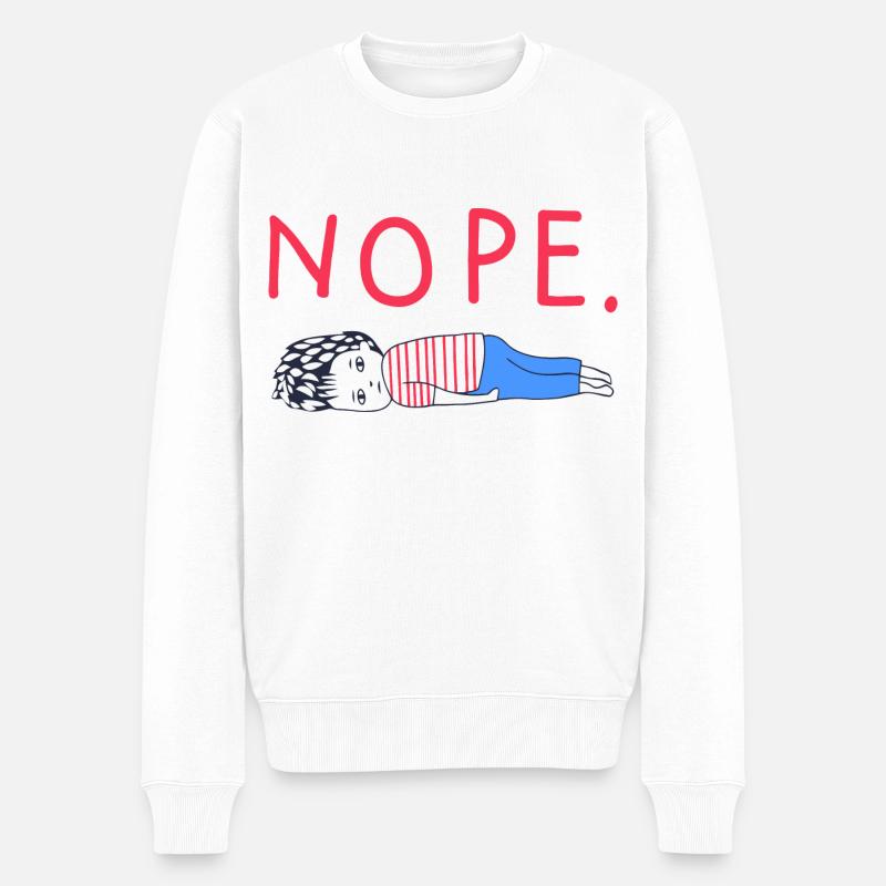 Nope drôle graphique Nope - Pull Premium bio Homme - blanc