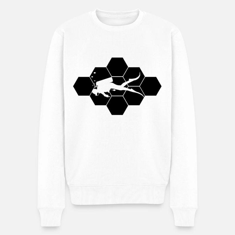 Taucher im schicken Tauchdesign - Männer Premium Bio Pullover - Weiß