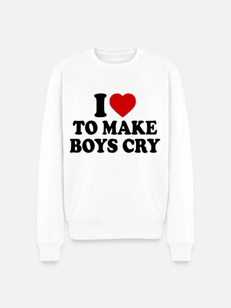 I love to make boys cry - Men's Premium Organic Jumper - white