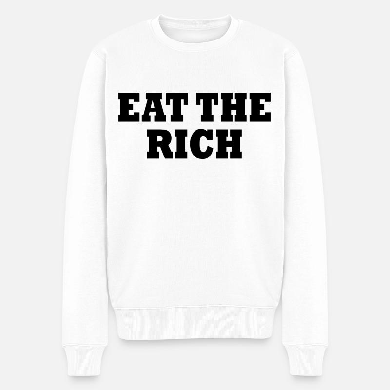Eat the rich - Männer Premium Bio Pullover - Weiß