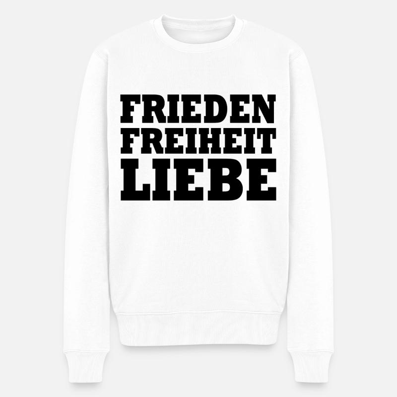 Frieden freiheit liebe - Männer Premium Bio Pullover - Weiß