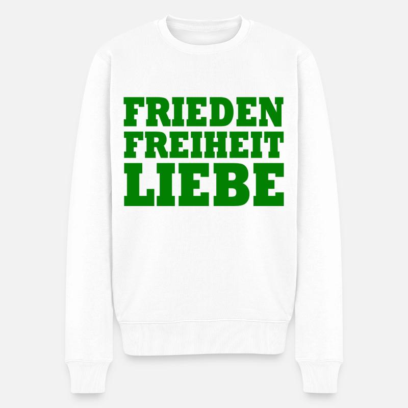 Frieden freiheit liebe - Männer Premium Bio Pullover - Weiß