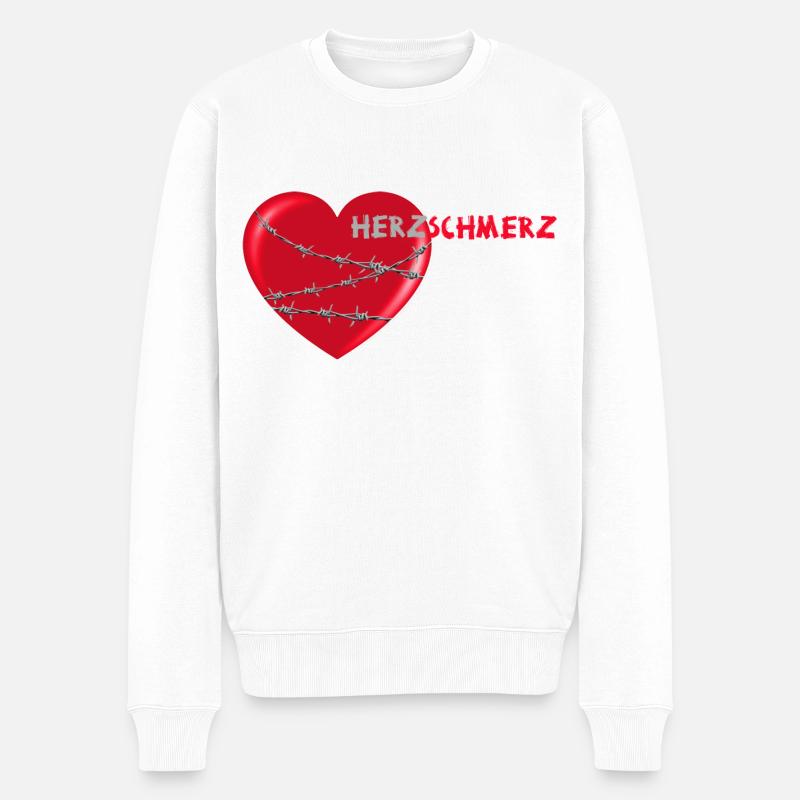 herzschmerz herz mit stacheldraht - Männer Premium Bio Pullover - Weiß