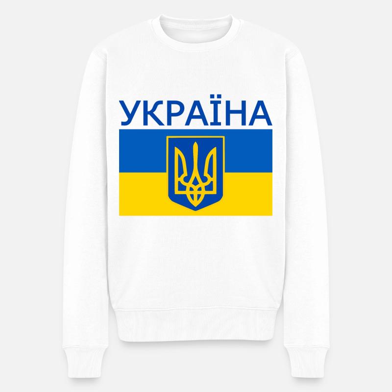 Ukraine - Männer Premium Bio Pullover - Weiß
