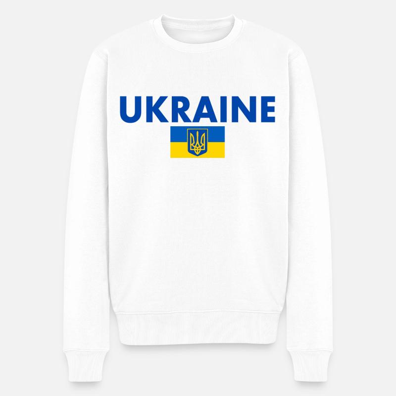 Ukraine - Männer Premium Bio Pullover - Weiß
