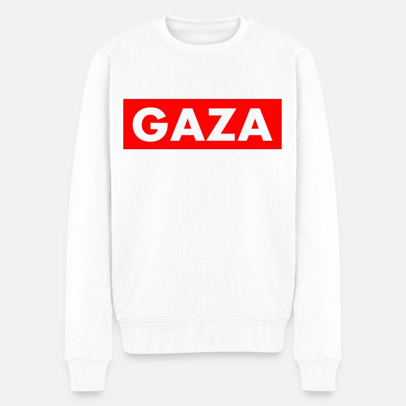 Gaza - Männer Premium Bio Pullover - Weiß