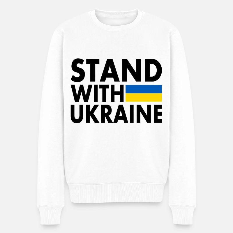 stand with ukraine - Männer Premium Bio Pullover - Weiß