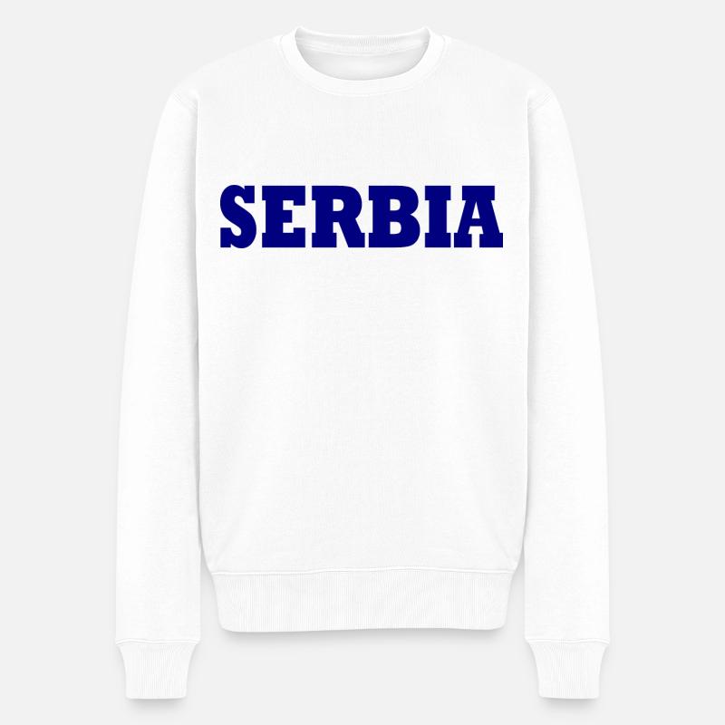 Serbien - Männer Premium Bio Pullover - Weiß