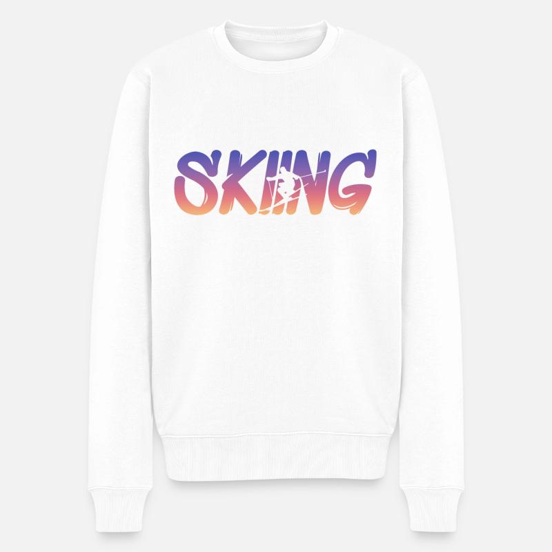 skiing ski ski fahren - Männer Premium Bio Pullover - Weiß