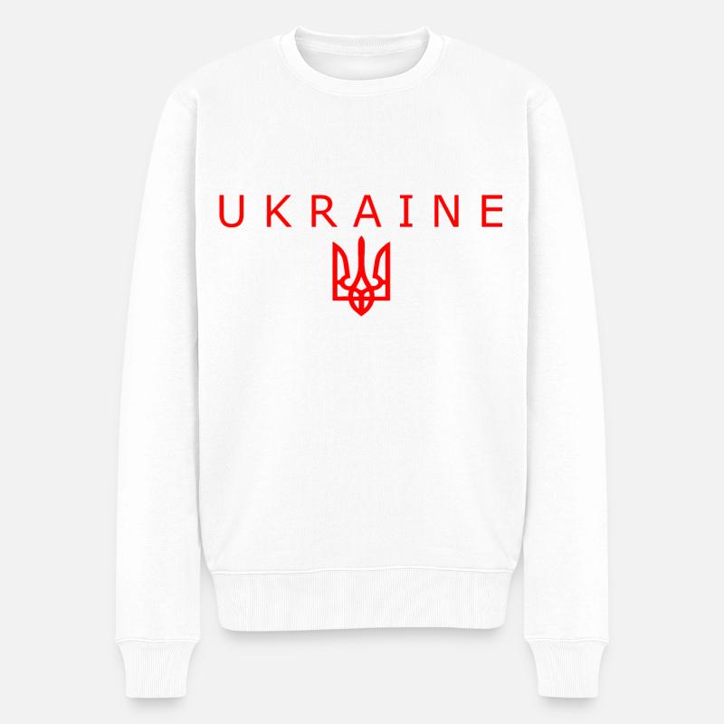 Ukraine - Männer Premium Bio Pullover - Weiß