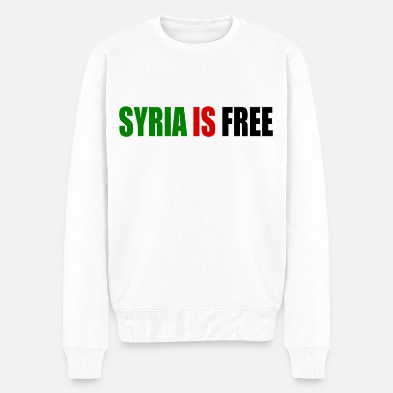 syrien - syria is free - Männer Premium Bio Pullover - Weiß