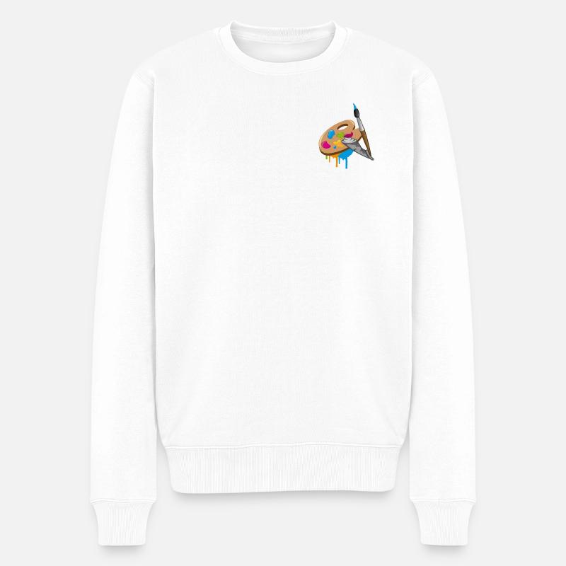 Farbpinsel,Farbe und Mischpalette - Männer Premium Bio Pullover - Weiß