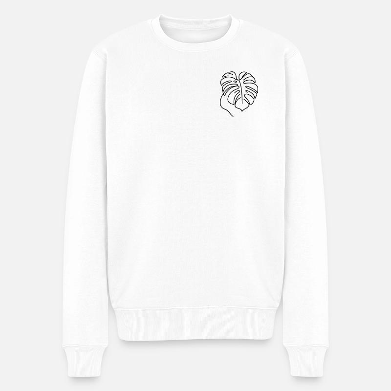 Monstera - Männer Premium Bio Pullover - Weiß