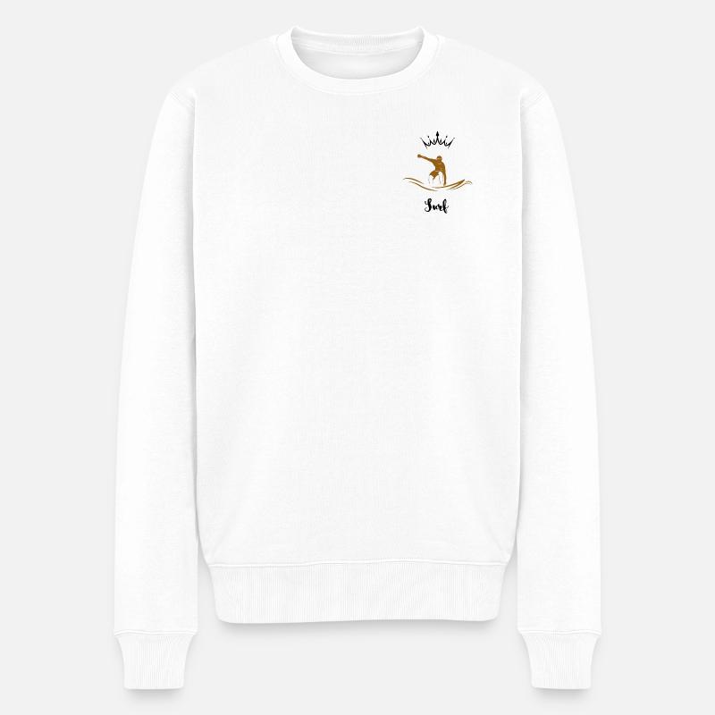 Golden Surfer auf der Welle - Männer Premium Bio Pullover - Weiß