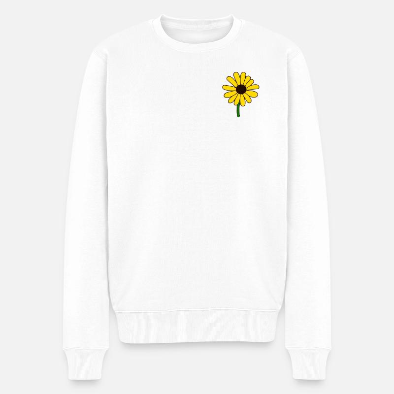 Minimalistisches Sonnenblumen Design - Männer Premium Bio Pullover - Weiß
