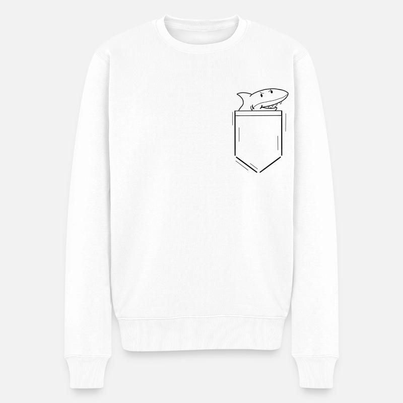 Hai - Männer Premium Bio Pullover - Weiß