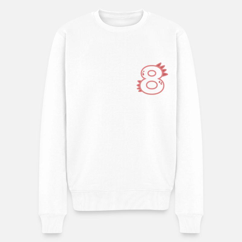 Zahl 8 - Männer Premium Bio Pullover - Weiß