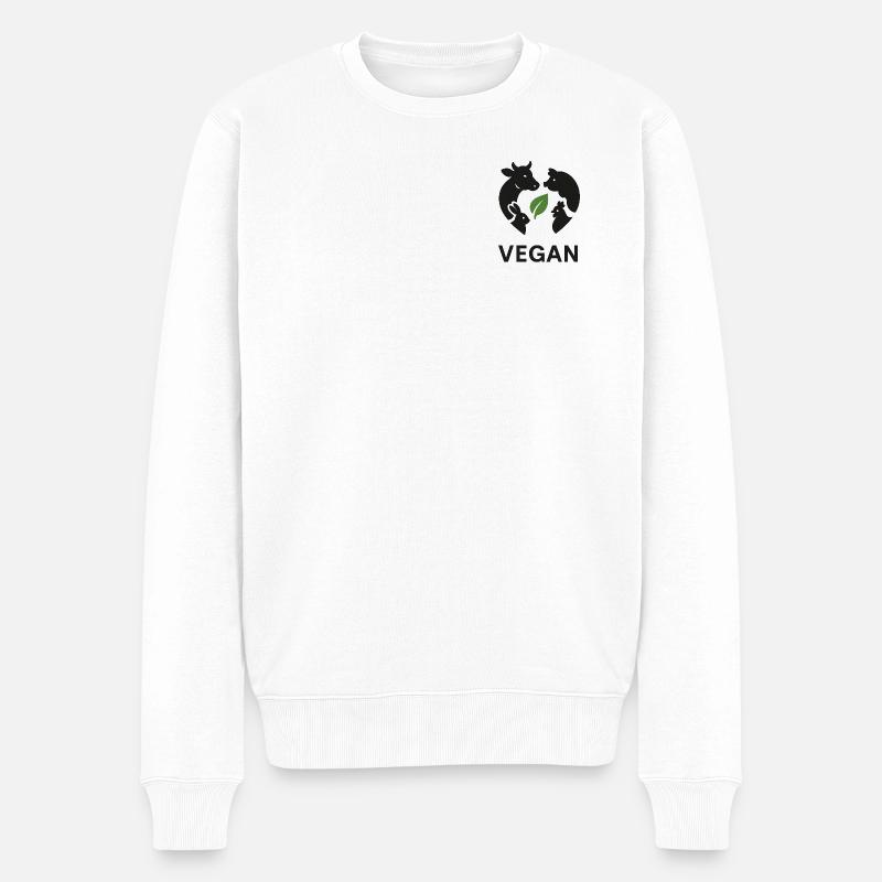 Vegan - Männer Premium Bio Pullover - Weiß
