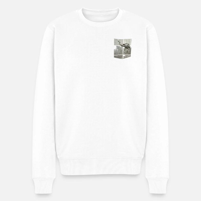 Brusttaschendesign mit Nandu - Männer Premium Bio Pullover - Weiß